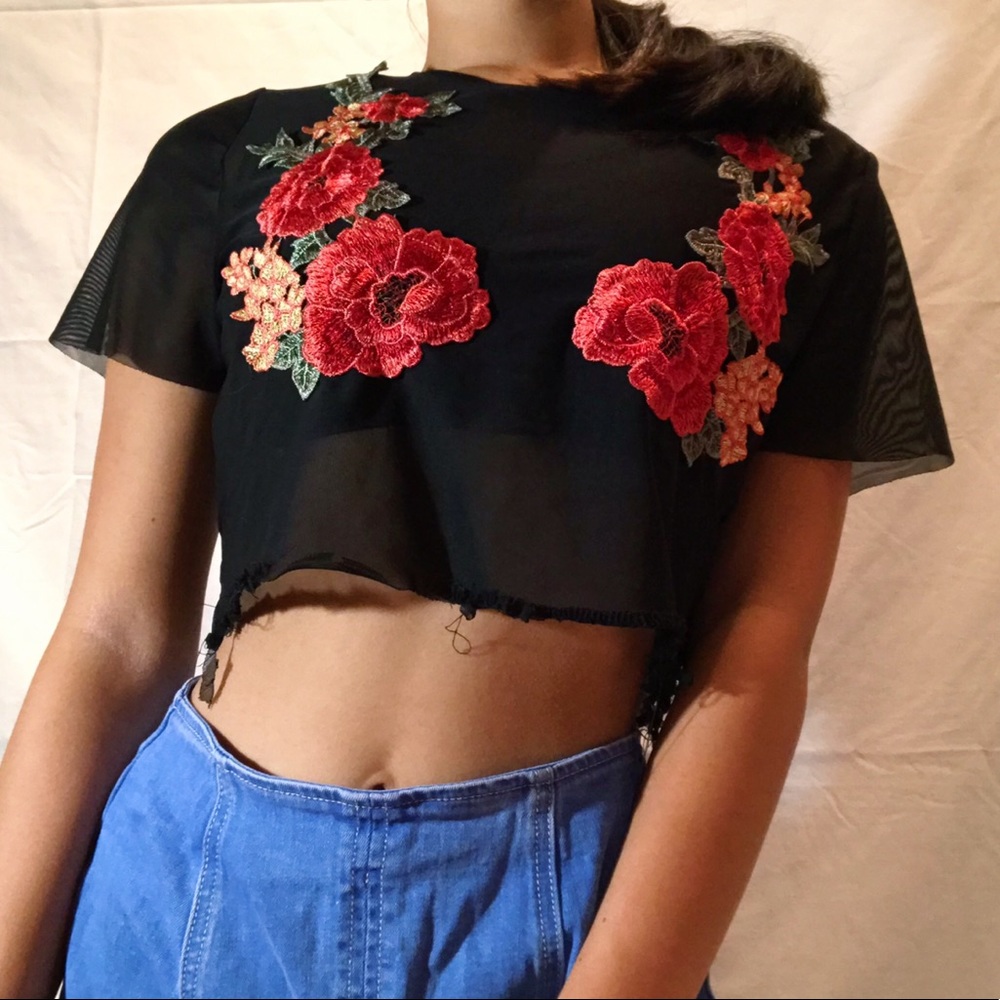 Red Rose Crop Top